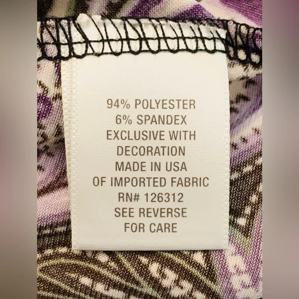 Woman’s Dressbarn Blouse XL Purple Paisley Embroidered Made in USA - Picture 10 of 11